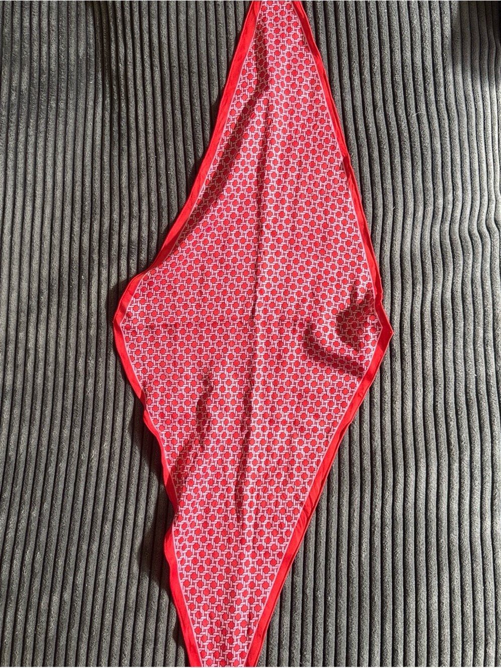H&M Red Geometric Border Scarf